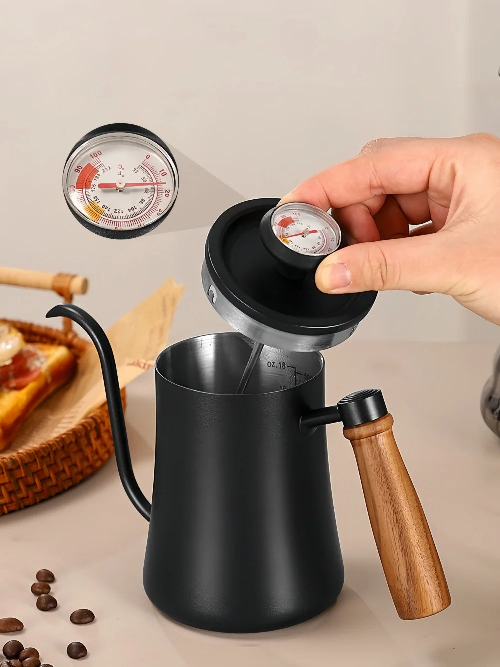 Bouilloire inox avec couvercle thermomètre