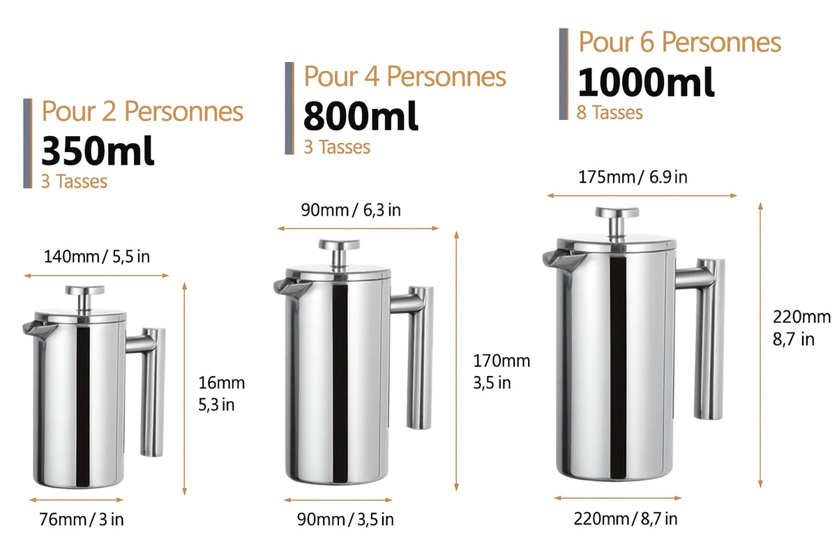 Cafetière à piston en inox
