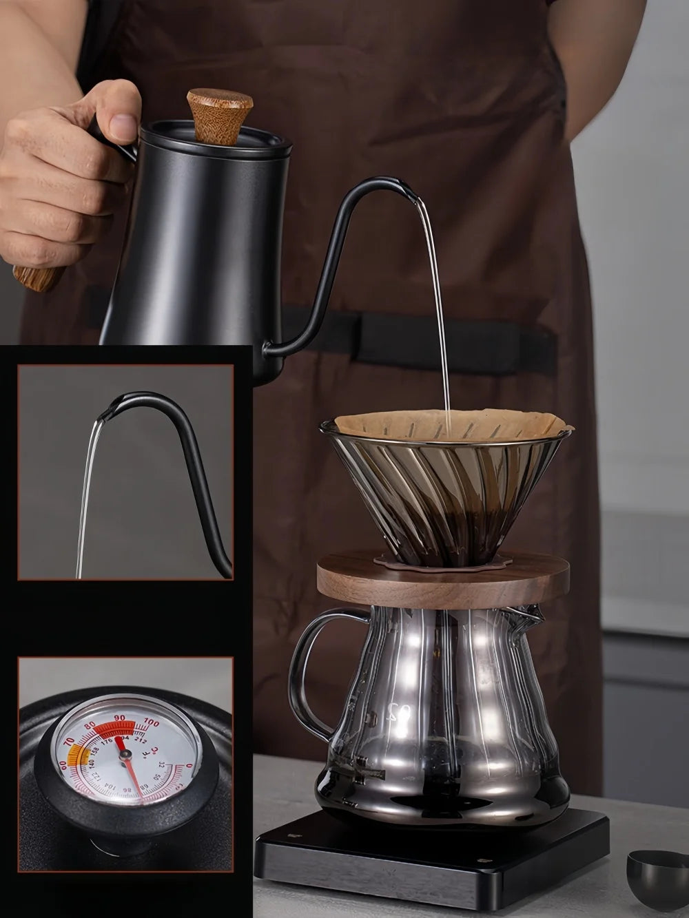 Bouilloire inox avec couvercle thermomètre