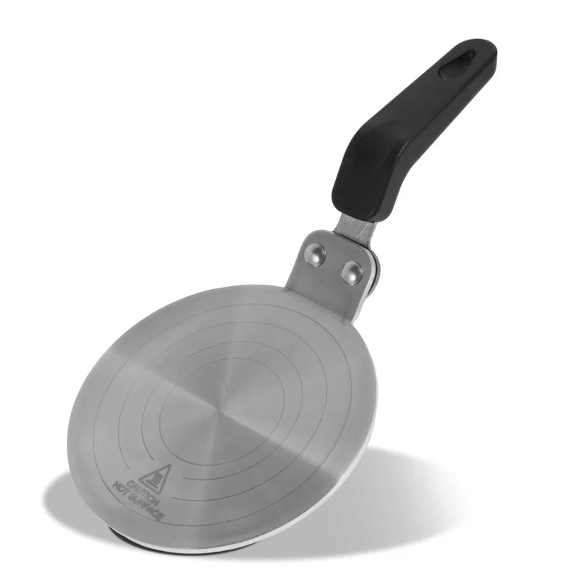 Adaptateur induction 13 cm pour petite cafetière italienne, disque inox avec poignée