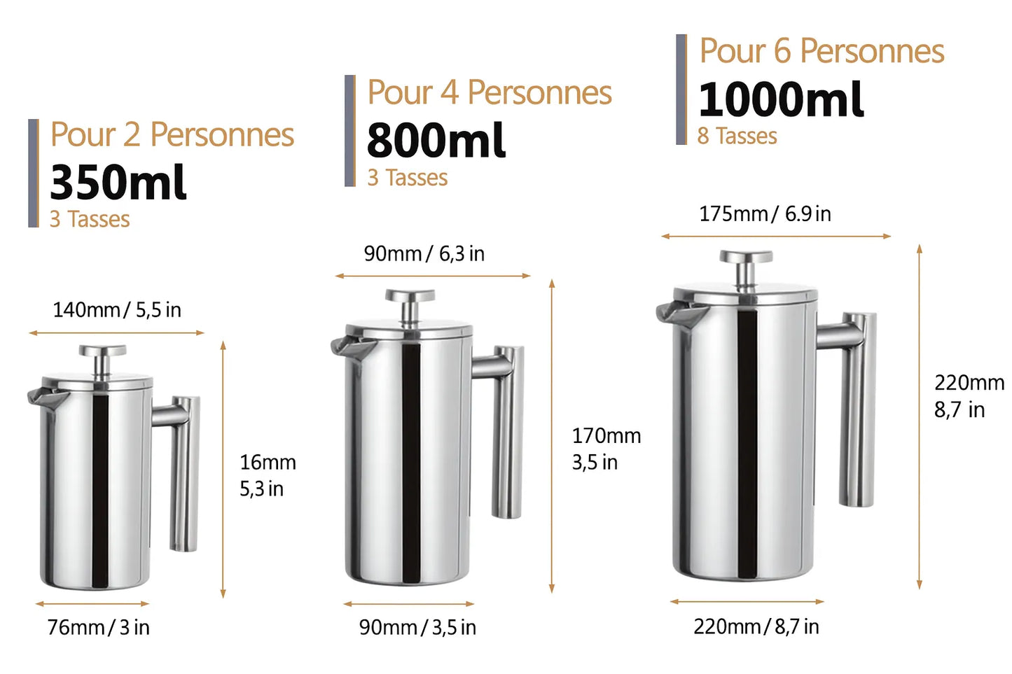 Cafetière à piston en inox