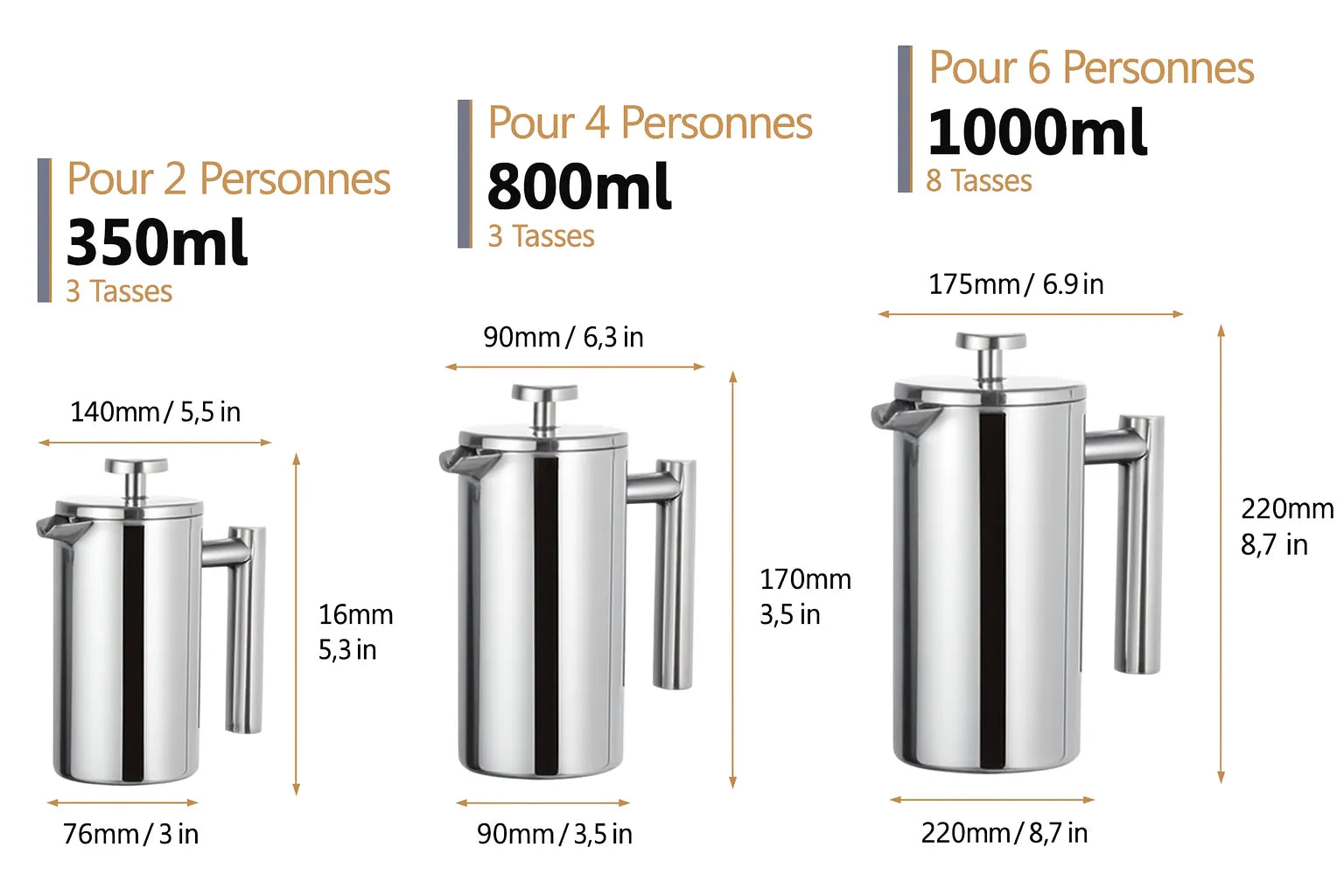 Cafetière à piston en inox